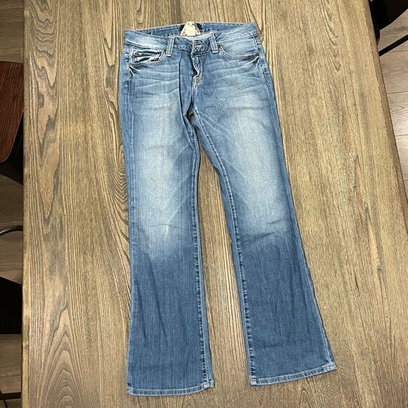 Lucky Brand Lola Boot Cut Jeans Low Rise Whisker Denim Medium Wash Blue Sz 4/27 - Picture 1 of 11